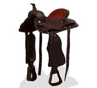 vidaXL Sella Western Testiera Pettorale in Vera Pelle 15" Marrone Equitazione