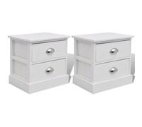 vidaXL Set 2 Comodini in Stile Francese con 2 Cassetti Camera da Letto Bianchi