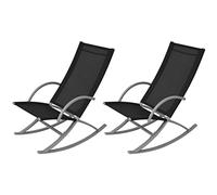 vidaXL Set 2 pz Sedia a Dondolo da Giardino Nera in Acciaio e Textilene