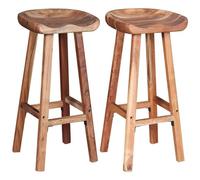 VIDAXL - Set 2 Sgabelli Da Bar In Legno Massello Di Acacia 38x37x76 Cm