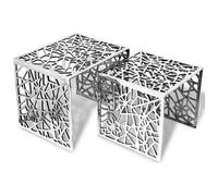 vidaXL - Set 2 Tavolini Quadrati Alluminio Argento