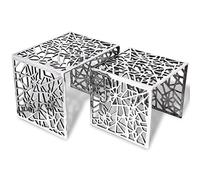 vidaXL Set 2 Tavolini Salotto Soggiorno ad Incastro Quadrati Alluminio Argento