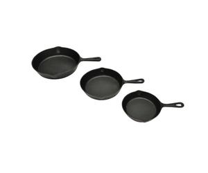 vidaXL Set 3 Padelle in Ghisa Bistecchiere per Barbecue