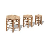 vidaXL Set 3 pz Sgabelli esagonali in bambù