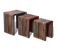 vidaXL 3x Tavoli Impilabili in Legno di Recupero Colorato Tavolinetti Incastro