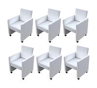 vidaXL SET 6 SEDIE MODERNE BIANCHE SEDIA SALA DA PRANZO E SOGGIORNO DESIGN CON RUOTE