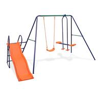 vidaXL Set Altalene con Scivolo 3 Sedili Arancione Giostra all'Aperto Dondolo