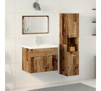 vidaXL Set Altro 3 pcs Legno Antico 30 x 30 x 130 cm Legno multistrato