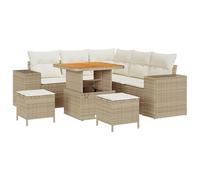vidaXL Set angolare modulare per Il Giardino in Rattan Beige, con Cuscini Crema. È Resistente alle intemperie, ha Piedi Regolabili e rappresenta dei mobili Moderni per Esterni, Perfetti per terrazzi