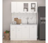 vidaXL Set Armadi da Cucina 4 pz Bianco in Truciolato