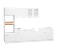 vidaXL Set Armadi da Cucina 7 pz Mobili Arredi Interni Casa Eleganti Salvaspazio con Ripiani Scaffali Stoccaggio Robusti Bianco in Truciolato