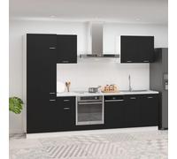 vidaXL Set Armadi da Cucina 7 pz Nero in Truciolato