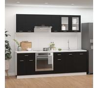vidaXL Set Armadi da Cucina 8 pz Nero in Truciolato