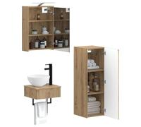 vidaXL Set armadio da bagno, 4 pezzi, rovere artigianale