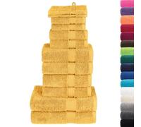 vidaXL Set Asciugamani 12 pz Oro 600 gsm 100% Cotone, Telo da Bagno, Asciugamano per Le Mani, strofinaccio per i Piatti, Asciugamano per Il Viso