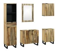 vidaXL Set bagno con venature naturali del legno di dimensioni medie, composto da 5 pezzi: specchi e armadi. Stile moderno per la tua casa,