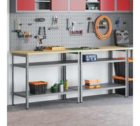 vidaXL Set banco da lavoro 2 pz Beige e grigio 200 x 55 x 85 cm