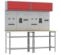 vidaXL Set banco da lavoro con lo scaffale 8 pcs Rosso e Grigio
