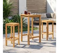 vidaXL Set Bar da Esterno 3 pz Non trattato Legno di teak solido