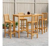 vidaXL Set Bar da Esterno 5 pcs Naturale Legno di teak solido, Set di Mobili da Giardino Moderno, Resistente alle Intemperie, Ideale per Balcone e Patio