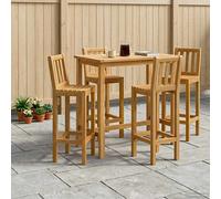 vidaXL Set Bar da Esterno 5 pz Non trattato Legno di teak solido