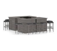 VIDAXL - Set Bar Da Giardino 16 Pz Con Cuscini In Polyrattan Grigio