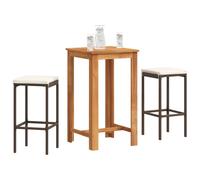 vidaXL Set Bar da Giardino 3 pz Marrone in Legno Acacia e Polyrattan