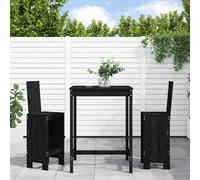vidaXL Set Bar da Giardino 3 pz Nero in Legno Massello di Pino
