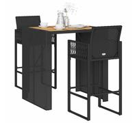 SET TAVOLO E SEDIE VIDAXL da Bar 3 pz senza Cuscini Nero in Polyrattan Acacia - 3328885