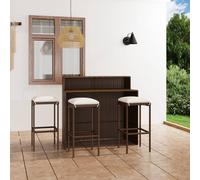 Set Bar da Giardino 4 pz con Cuscini Marrone