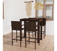 Set Bar da Giardino 5 pz con Braccioli in Polyrattan Marrone
