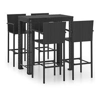 vidaXL Set Bar da Giardino 5 pz con Braccioli in Polyrattan Nero