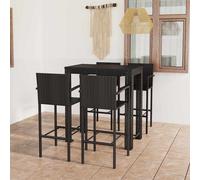 vidaXL Set Bar da Giardino 5 pz con Braccioli in Polyrattan Nero