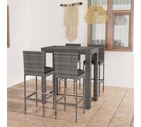 vidaXL Set Bar da Giardino 5 pz con Cuscini in Polyrattan Grigio
