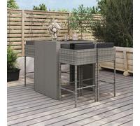 vidaXL Set Bar da Giardino 5 pz con Cuscini in Polyrattan Grigio