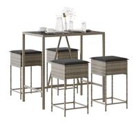 vidaXL Set Bar da Giardino 5 pz con Cuscini in Polyrattan Grigio