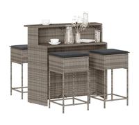 vidaXL Set Bar da Giardino 5 pz con Cuscini in Polyrattan Grigio