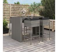 vidaXL Set Bar da Giardino 5 pz con Cuscini in Polyrattan Grigio