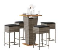 vidaXL Set Bar da Giardino 5 pz con Cuscini in Polyrattan Grigio