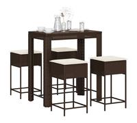 vidaXL Set Bar da Giardino 5 pz con Cuscini in Polyrattan Marrone