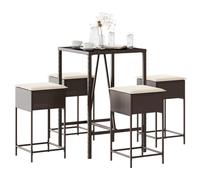 vidaXL Set Bar da Giardino 5 pz con Cuscini in Polyrattan Marrone