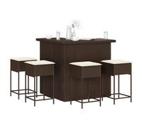 vidaXL Set Bar da Giardino 5 pz con Cuscini in Polyrattan Marrone