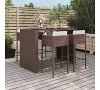 vidaXL Set Bar da Giardino 5 pz con Cuscini in Polyrattan Marrone