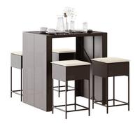 Set Bar da Giardino 5 pz con Cuscini in Polyrattan Marrone