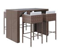 vidaXL Set Bar da Giardino 5 pz con Cuscini in Polyrattan Marrone