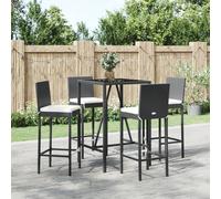vidaXL Set Bar da Giardino 5 pz con Cuscini in Polyrattan Nero