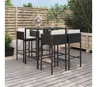 vidaXL Set Bar da Giardino 5 pz con Cuscini in Polyrattan Nero
