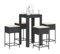 Set Bar da Giardino 5 pz con Cuscini in Polyrattan Nero