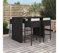 Set Bar da Giardino 5 pz con Cuscini in Polyrattan Nero