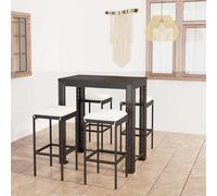 vidaXL Set Bar da Giardino 5 pz con Cuscini Polyrattan Nero